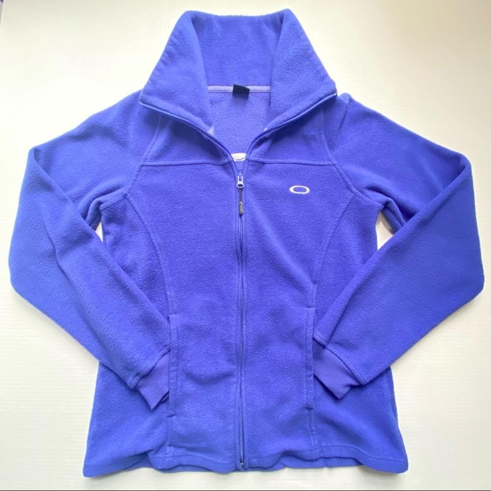 🐆 Oakley Zip Fleece Jacket with Front Side Pockets, Thumb Holes, Wide Collar